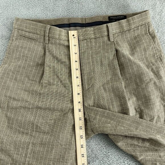 Banana Republic Emerson Mens Short 33 Beige Striped Linen Blend Casual 5007 - Picture 5 of 9